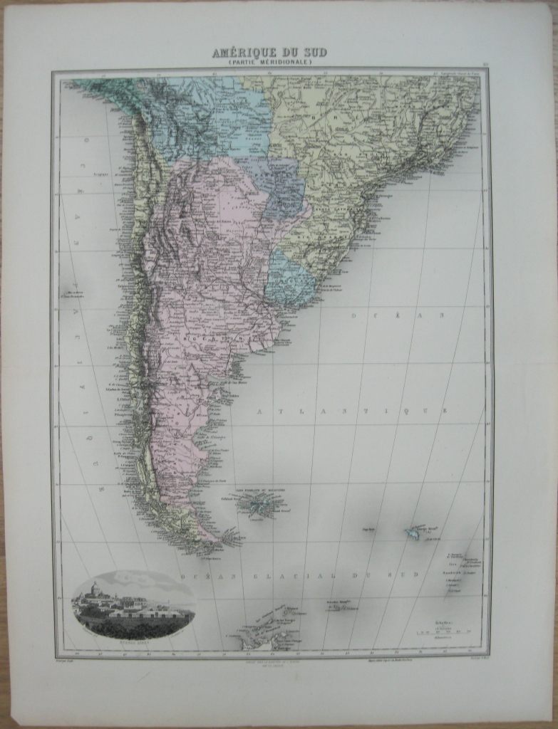 Mapa de América del Sur (Parte Meridional), ca. 1870. C. H. Lacoste/J.Migeon/A.Bixet